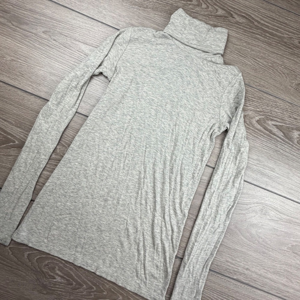 ATM Anthony Thomas Melillo Womens Turtleneck Ribbed Knit Top Gray Small